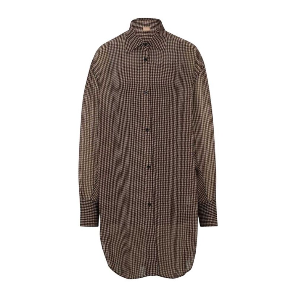 Boss Womens/Ladies Bareid Houndstooth Knee Length Shirt Dress / Brown